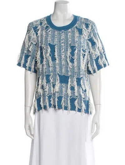 Pre-owned Ulla Johnson Printed Scoop Neck Sweater In Blue