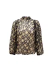Ulla Johnson Printed See Through Blouse In Multicolor Silk In Black