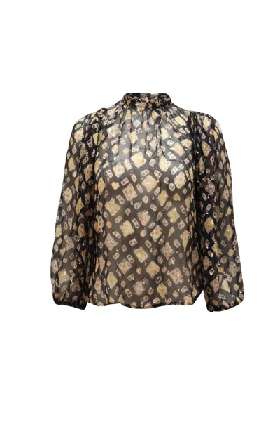 Ulla Johnson Printed See Through Blouse In Multicolor Silk In Black