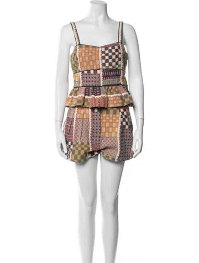 Pre-owned Ulla Johnson Printed Short Set In Blue