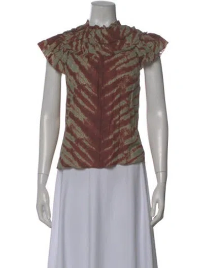 Pre-owned Ulla Johnson Printed Short Sleeve Blouse In Multi