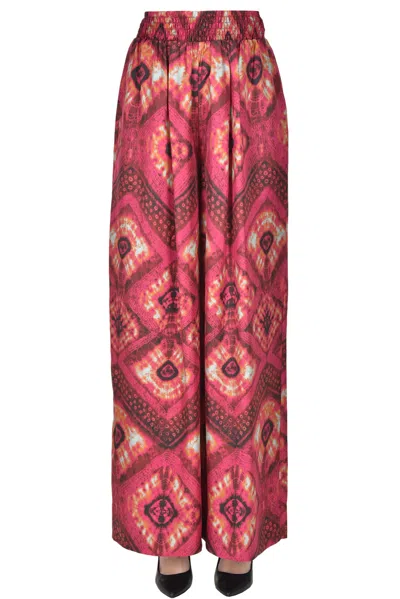 Ulla Johnson Printed Silk Trousers In Raspberry