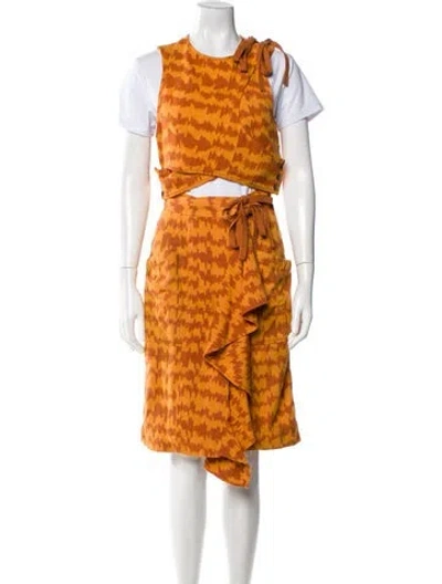 Pre-owned Ulla Johnson Printed Skirt Set In Orange