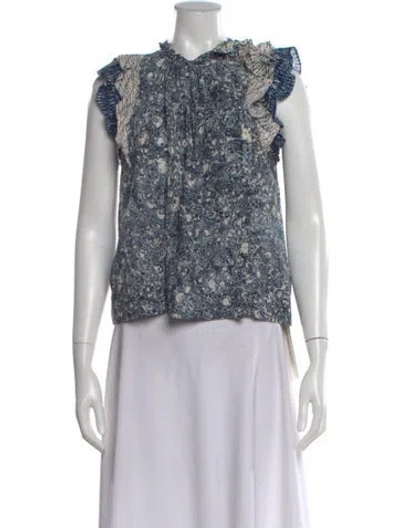 Pre-owned Ulla Johnson Printed Sleeveless Blouse In Blue