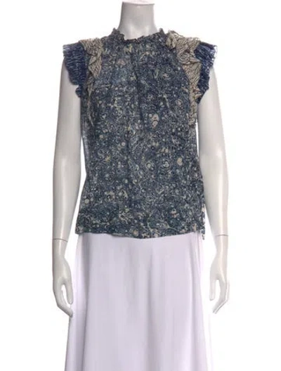 Pre-owned Ulla Johnson Printed Sleeveless Blouse In Blue