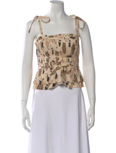 Pre-owned Ulla Johnson Printed Square Neckline Blouse In Green