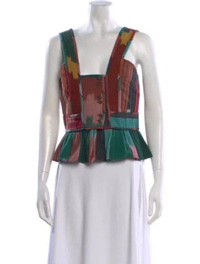 Pre-owned Ulla Johnson Printed Square Neckline Blouse In Multi