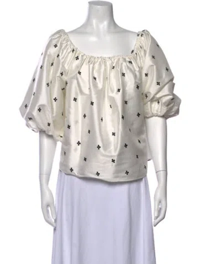 Pre-owned Ulla Johnson Printed Square Neckline Blouse In Neutrals