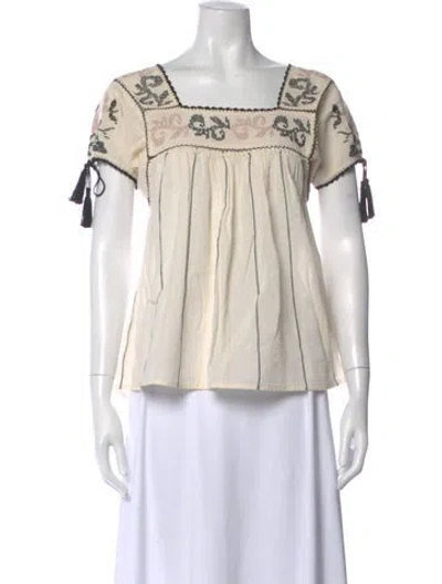 Pre-owned Ulla Johnson Printed Square Neckline Blouse W/ Tags In Neutral