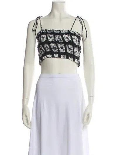 Pre-owned Ulla Johnson Printed Square Neckline Crop Top In Blue