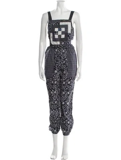 Pre-owned Ulla Johnson Printed Square Neckline Jumpsuit In Blue