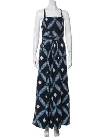Pre-owned Ulla Johnson Printed Square Neckline Jumpsuit In Blue