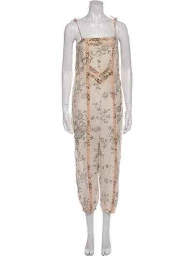 Pre-owned Ulla Johnson Printed Square Neckline Jumpsuit In Neutral