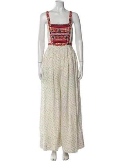 Pre-owned Ulla Johnson Printed Square Neckline Jumpsuit W/ Tags In Neutral