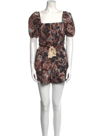 Pre-owned Ulla Johnson Printed Square Neckline Romper In Red