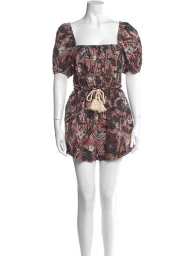 Pre-owned Ulla Johnson Printed Square Neckline Romper In Red