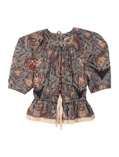 Pre-owned Ulla Johnson Printed Square Neckline Top In Multi