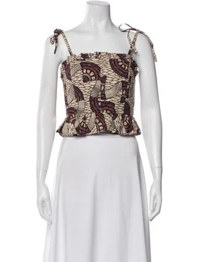 Pre-owned Ulla Johnson Printed Square Neckline Top In Neutral