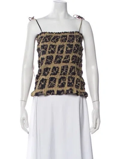 Pre-owned Ulla Johnson Printed Square Neckline Top In Neutral