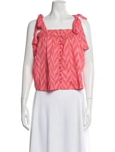 Pre-owned Ulla Johnson Printed Square Neckline Top In Pink