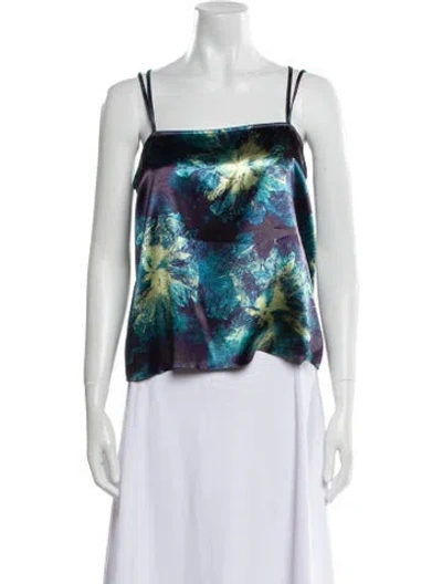 Pre-owned Ulla Johnson Printed Square Neckline Top W/ Tags In Blue