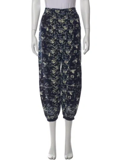 Pre-owned Ulla Johnson Printed Straight Leg Pants In Blue