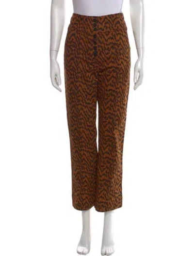 Pre-owned Ulla Johnson Printed Straight Leg Pants In Multi