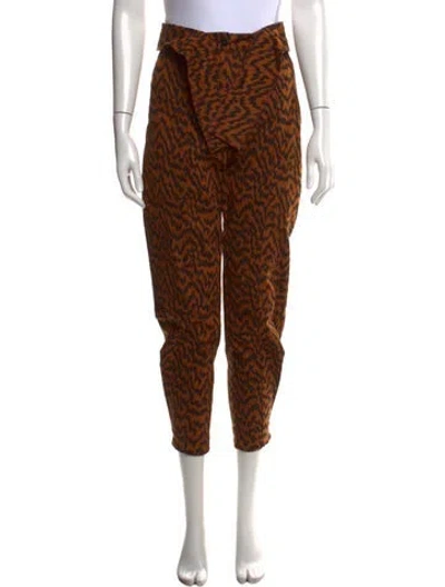 Pre-owned Ulla Johnson Printed Straight Leg Pants In Orange