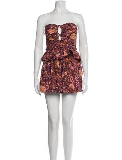 Pre-owned Ulla Johnson Printed Strapless Romper In Purple