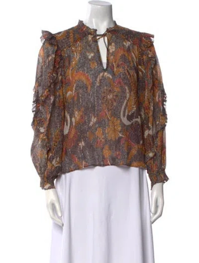 Pre-owned Ulla Johnson Printed Tie Neck Blouse