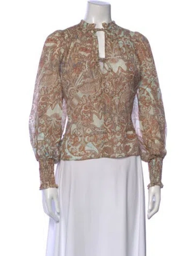 Pre-owned Ulla Johnson Printed Tie Neck Blouse