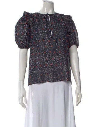 Pre-owned Ulla Johnson Printed Tie Neck Blouse
