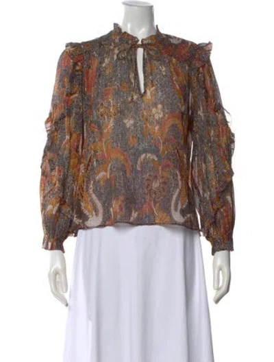 Pre-owned Ulla Johnson Printed Tie Neck Blouse
