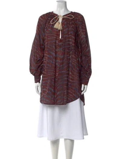 Pre-owned Ulla Johnson Printed Tie Neck Blouse In Multi