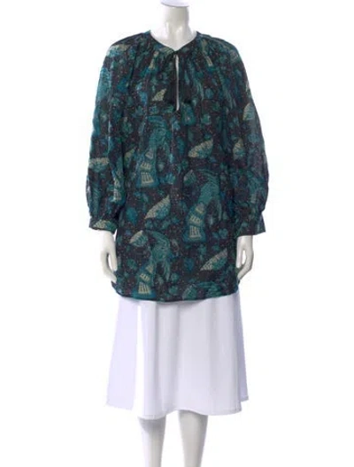 Pre-owned Ulla Johnson Printed Tie Neck Blouse In Multi