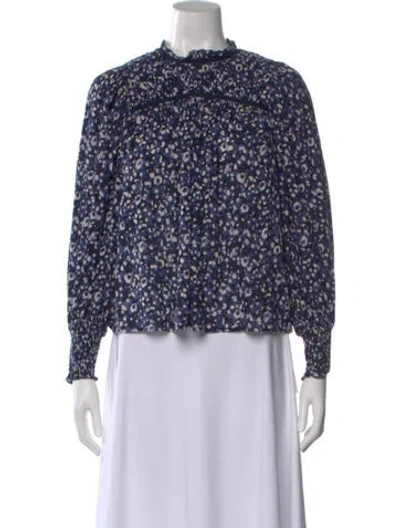 Pre-owned Ulla Johnson Printed Tie Neck Blouse In Multi
