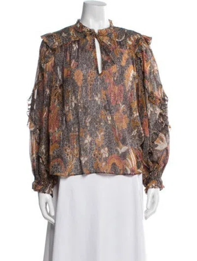 Pre-owned Ulla Johnson Printed Tie Neck Blouse In Multi