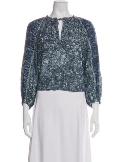 Pre-owned Ulla Johnson Printed Tie Neck Blouse In Multi