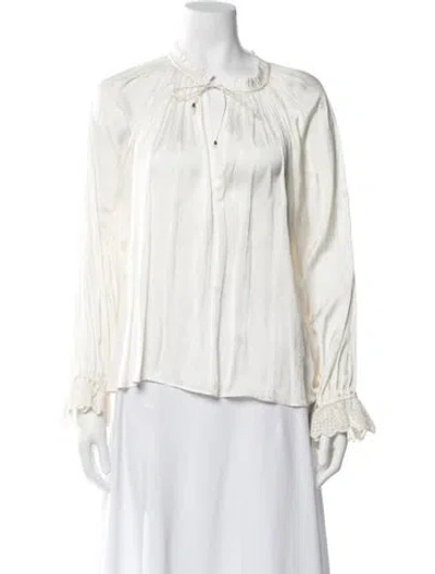 Pre-owned Ulla Johnson Printed Tie Neck Blouse In Neutral