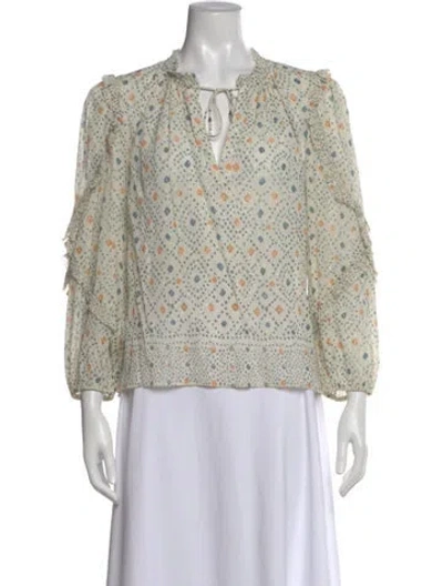 Pre-owned Ulla Johnson Printed Tie Neck Blouse In Neutral