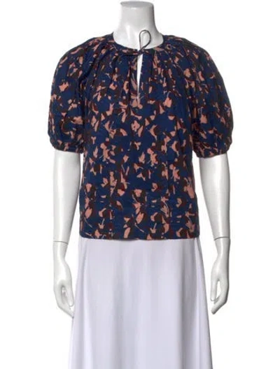 Pre-owned Ulla Johnson Printed Tie Neck Blouse In Neutrals