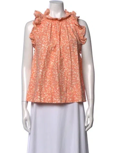 Pre-owned Ulla Johnson Printed Tie Neck Blouse In Pink
