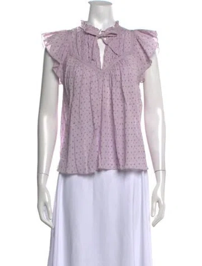 Pre-owned Ulla Johnson Printed Tie Neck Blouse In Purple