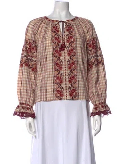 Pre-owned Ulla Johnson Printed Tie Neck Blouse W/ Tags In Multi