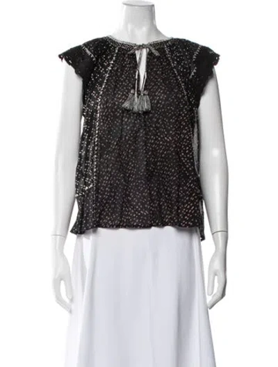 Pre-owned Ulla Johnson Printed Tie Neck Blouse In White