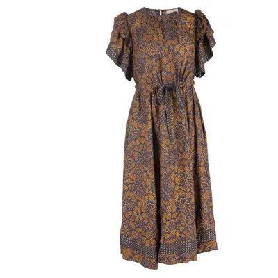 Ulla Johnson Printed Tie-waist Midi Dress In Multicolor Cotton