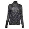 ULLA JOHNSON PRINTED TURTLENECK LONG SLEEVE TOP IN MULTICOLOR RAYON