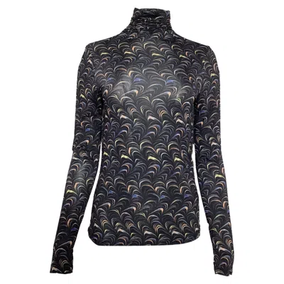 Ulla Johnson Printed Turtleneck Long Sleeve Top In Multicolor Rayon