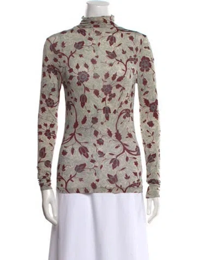 Pre-owned Ulla Johnson Printed Turtleneck Sweatshirt In Blue