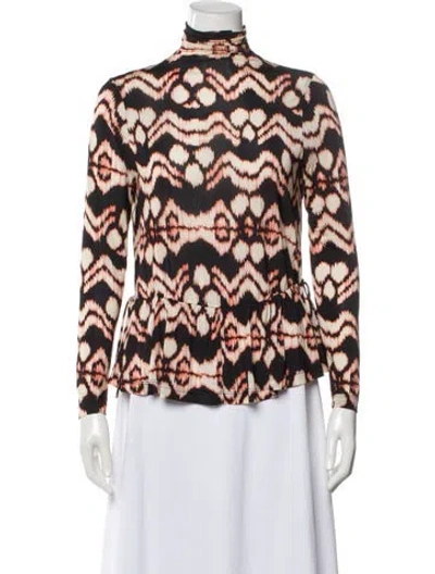 Pre-owned Ulla Johnson Printed Turtleneck Top In Black